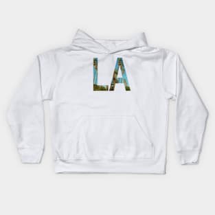 Los Angles Word Art Sign with Palm Trees - LA California Dreaming Kids Hoodie